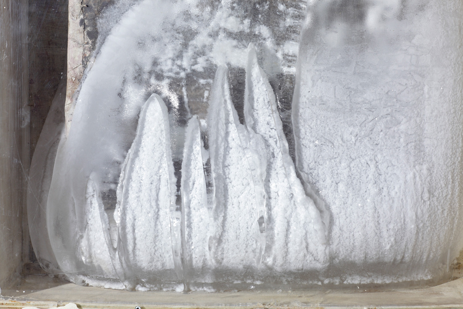 Lawrence Carroll, ‘Untitled (Freezing Painting), detail’, 2005, Oil, wax on canvas over wood, ice