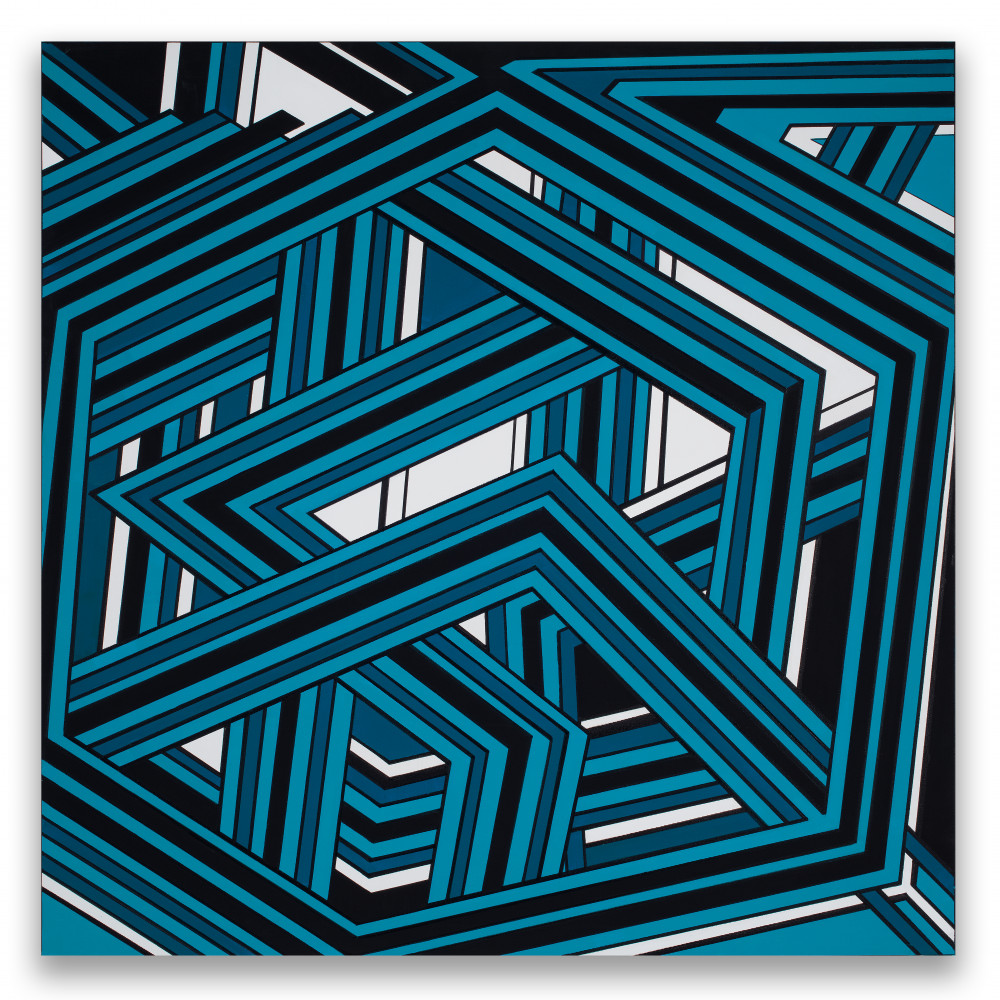 Alex Dorici, ‘Geometric: Blue Line from Geometric Series’, 2020–2020, mixed media on canvas