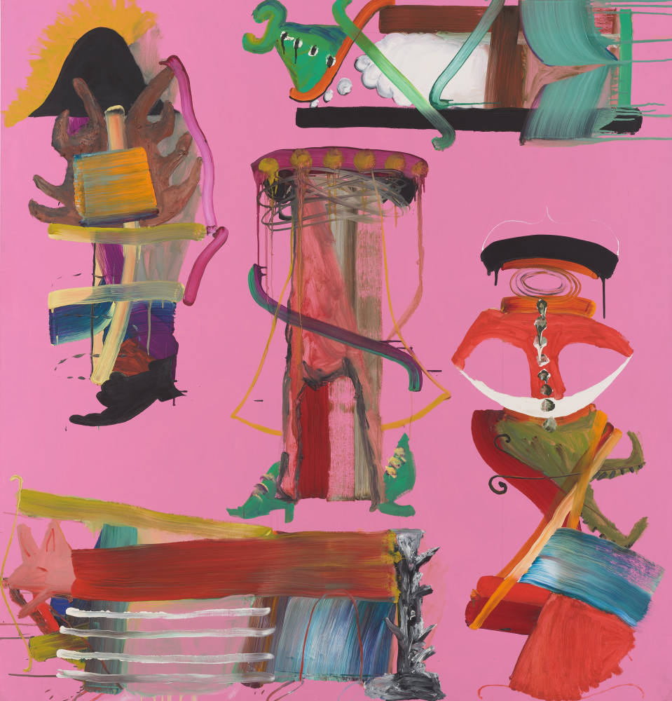 ‘Untitled (five on pink), 1989’, oil on pencil on canvas 