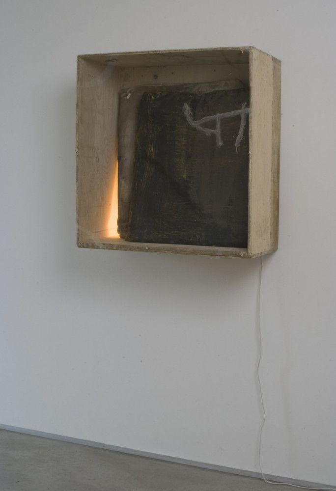 Lawrence Carroll, ‘Morning’, 2010, Wax and oil on canvas on wood, light bulb, plexiglass