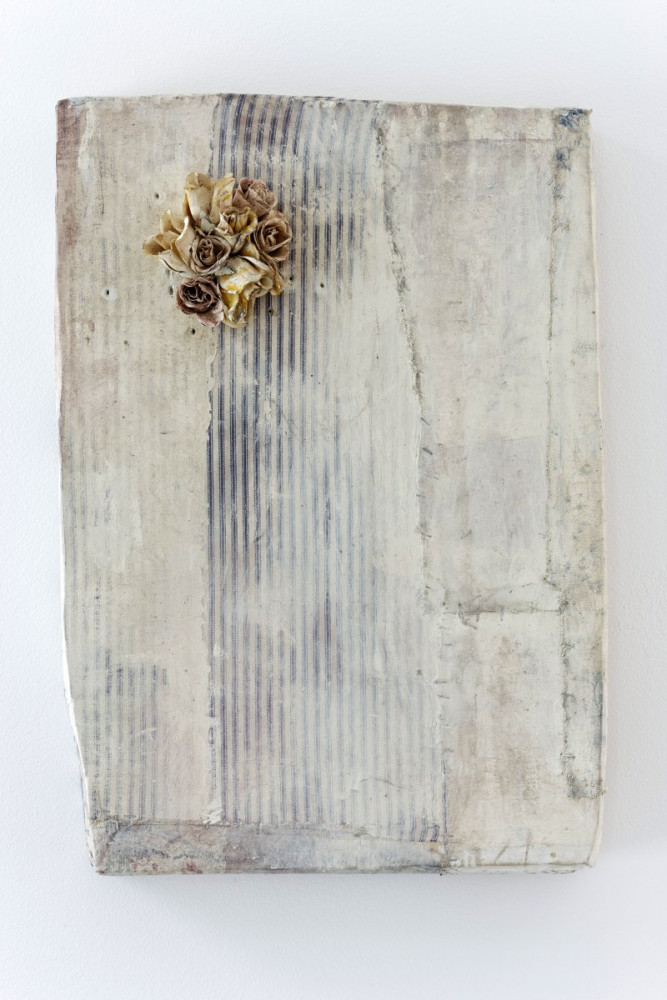 Lawrence Carroll, ‘Untitled’, 2014–2015, oil, wax, silk flowers on canvas on wood