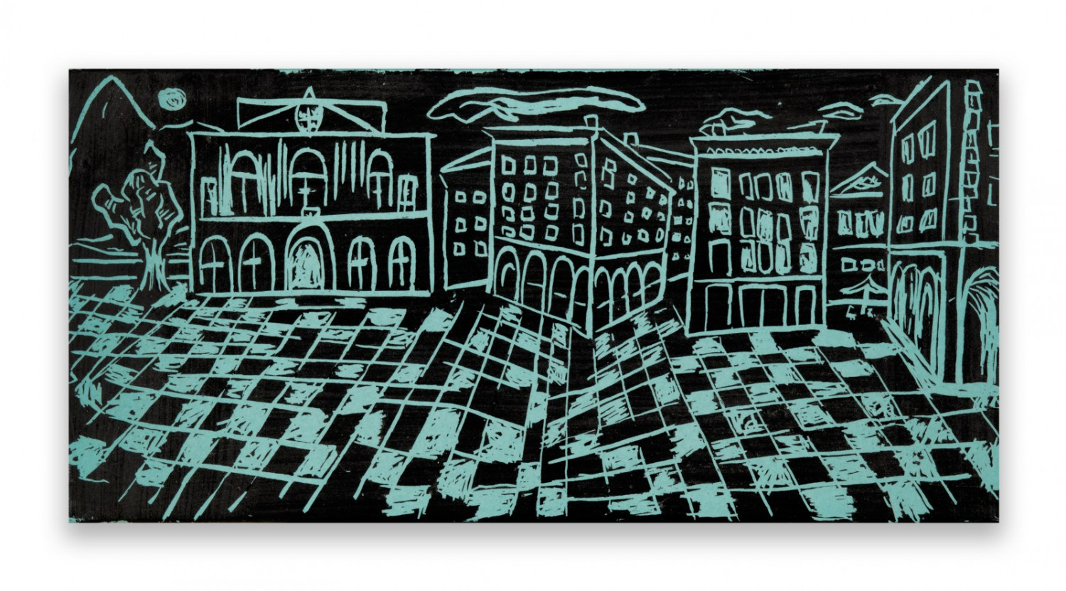 Alex Dorici, ‘Desert City’, 2012, grattage on painted ceramic tile 