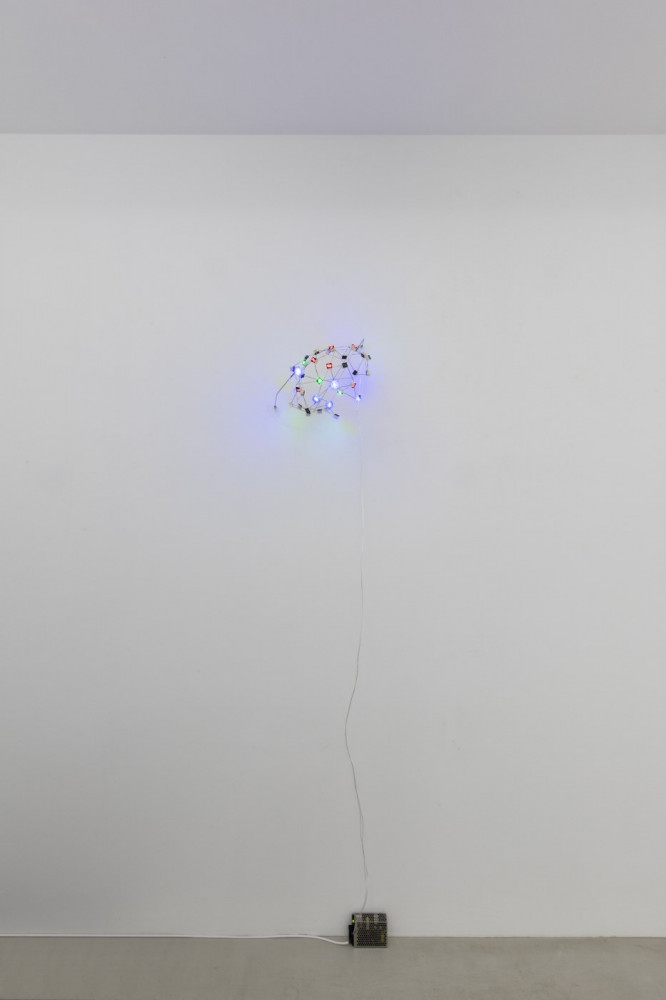 Tatsuo Miyajima, ‘“C.F. Globe” no. 4’, Light Emitting Diode Gadget (x 36), electric wire, stainless prop, teflon wire, switching power supply / ESS 50-5