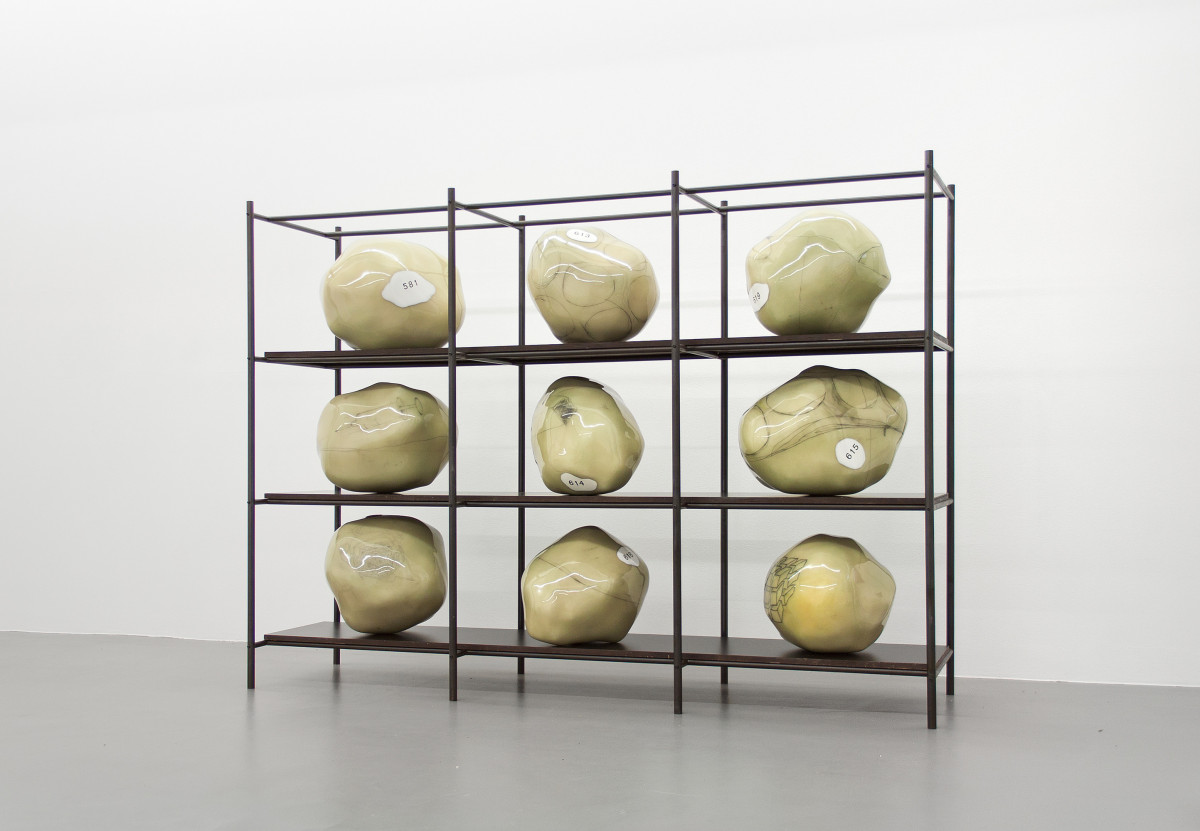 Wilhelm Mundt, ‘Regal III’, 2015, 9 Trashstones, graphite, wood, steel