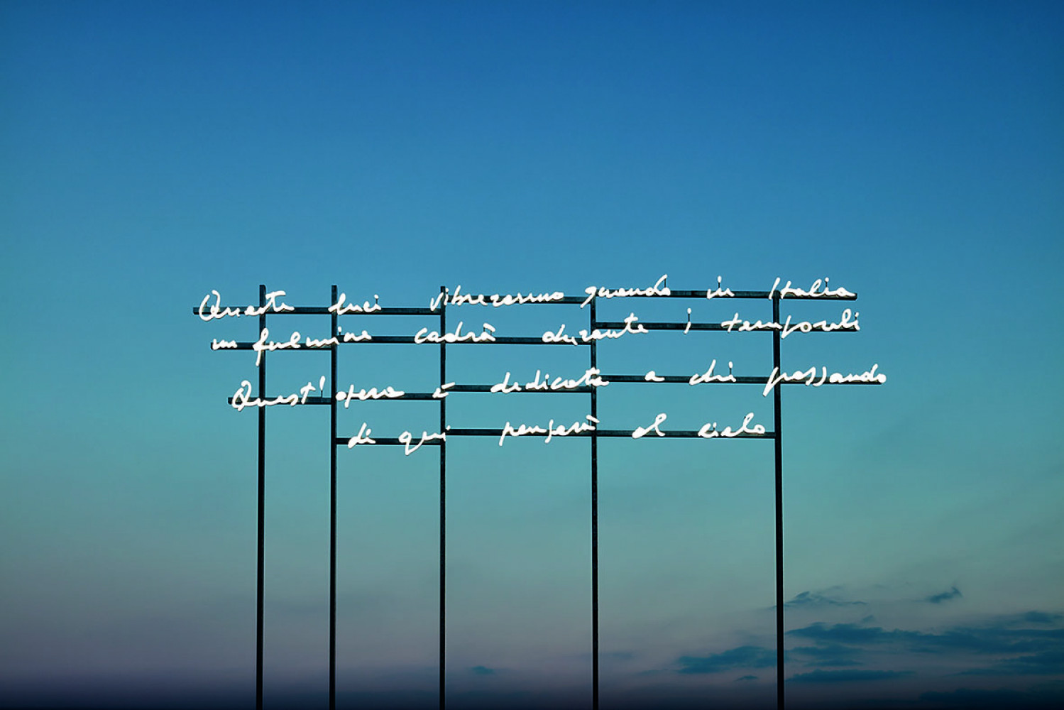 Alberto Garutti, ‘These lights will vibrate whenever lightning strikes in Italy during thunderstorms. This work is dedicated to anyone passing by who will think of the sky’, 2019