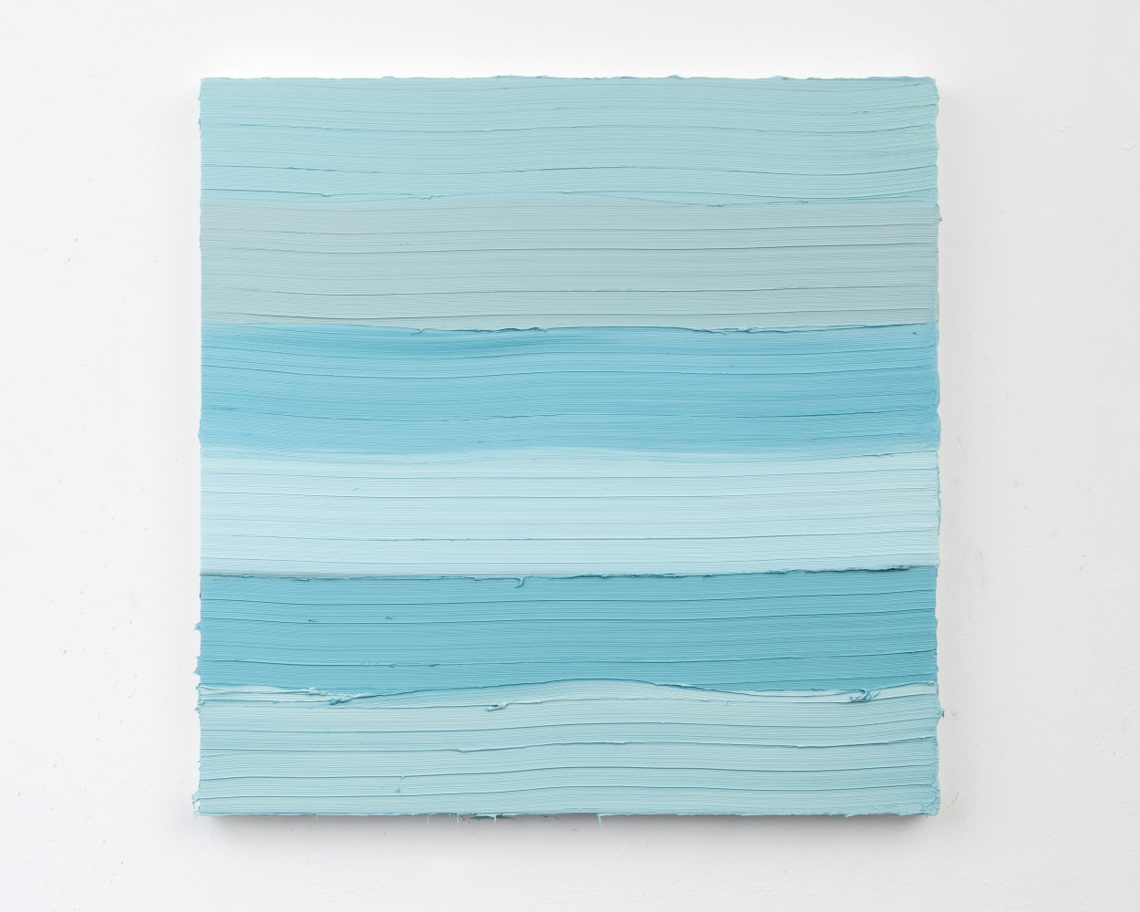 A light blue painting by Jason Martin, almost monochromatic