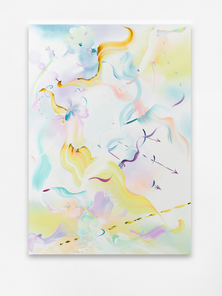 A painting in pastel colors by Fiona Rae