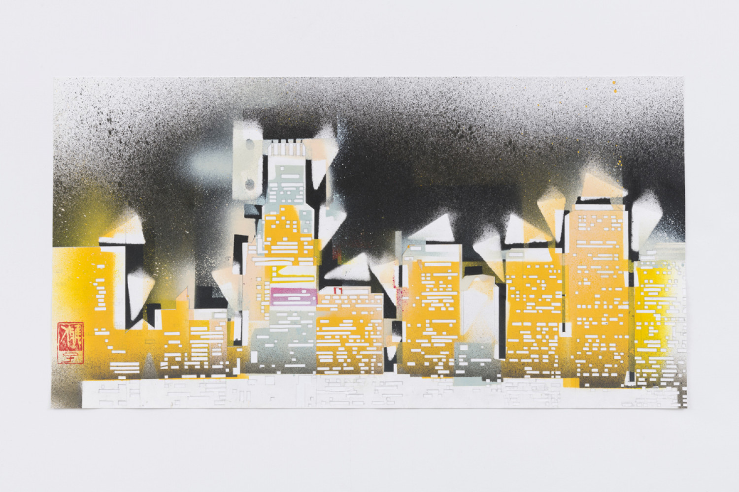Gajin Fujita, ‘Study for „Midnite Alley Cat“ (Skyline)’, 2019, Pencil and spray paint on paper