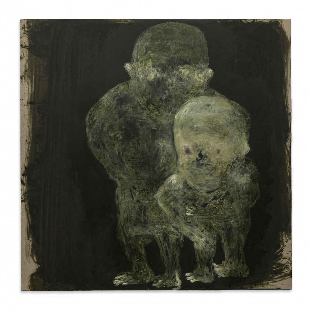 Pedro Cabrita Reis, ‘The dark self-portraits #7 (One and the other)’, 2023, Öl auf roher Leinwand