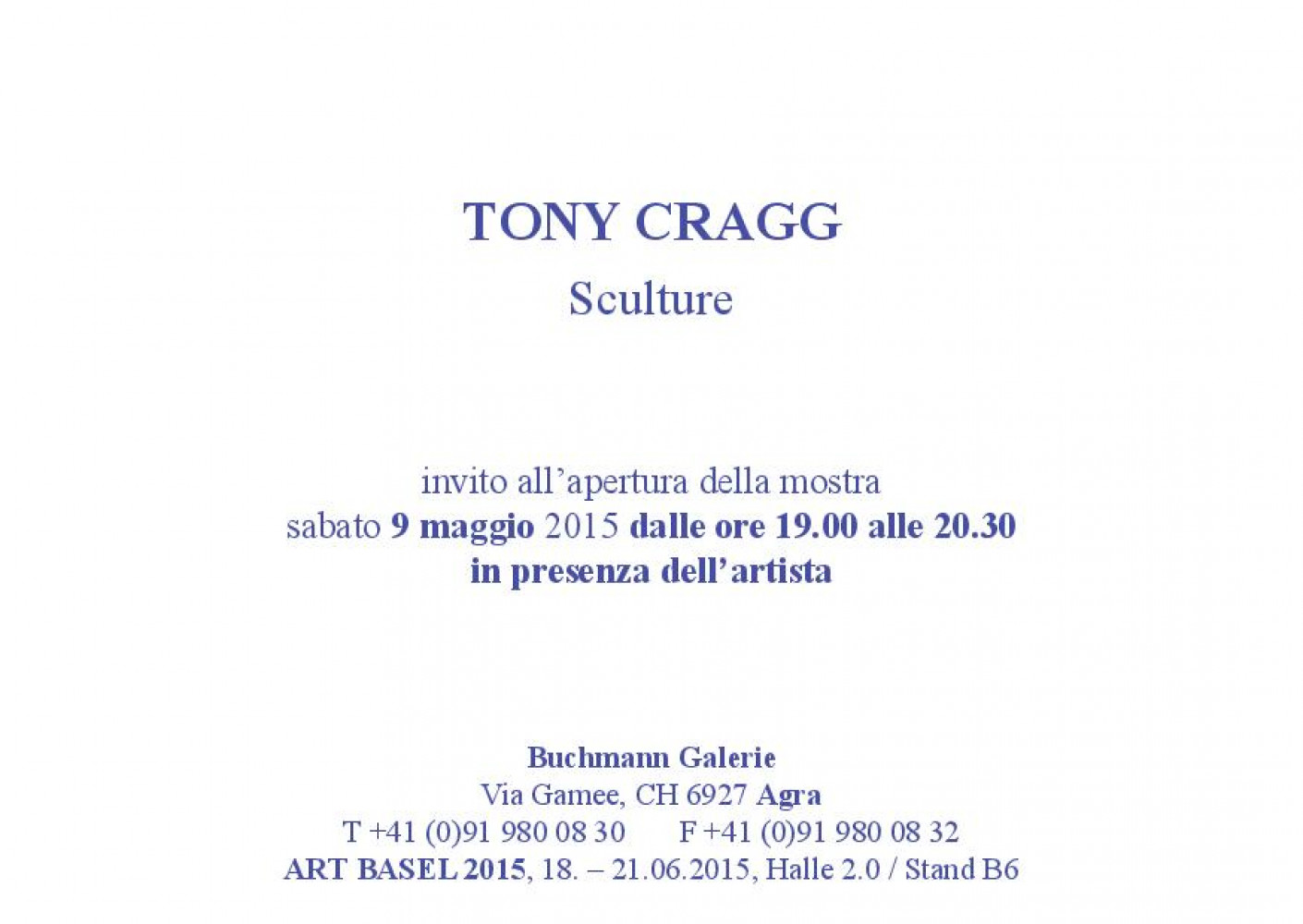 ‘Tony Cragg – Sculture’