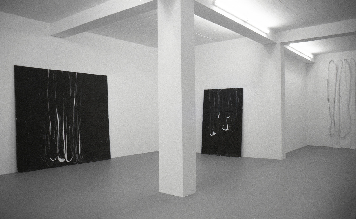Jean Charles Blais, ‘Oil on torn poster and suspended wall piece’, Installationsansicht, Buchmann Galerie Köln