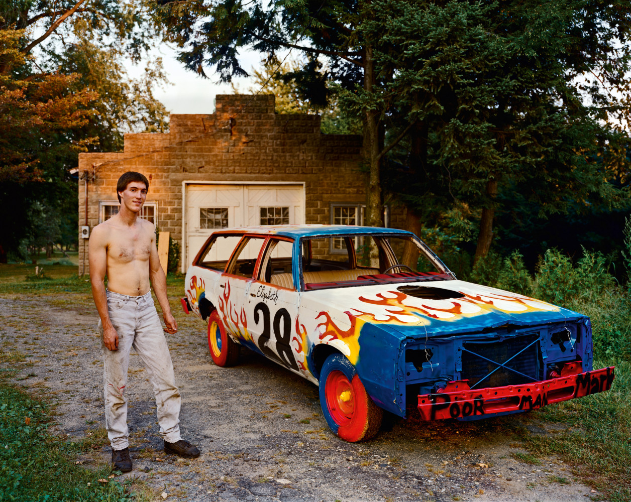 Joel Sternfeld, ‘A Man Waiting for a Tow Truck to Take His Car to a Demolition Derby at the County Fair, South Hadly, Massachusetts, September 1998, the Tow Truck Never Came and He Was Unable to Race That Day’, 1998