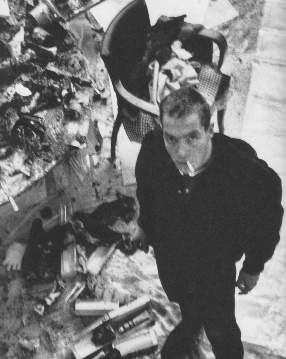 Artist Martin Disler in his studio in Paris, 1984