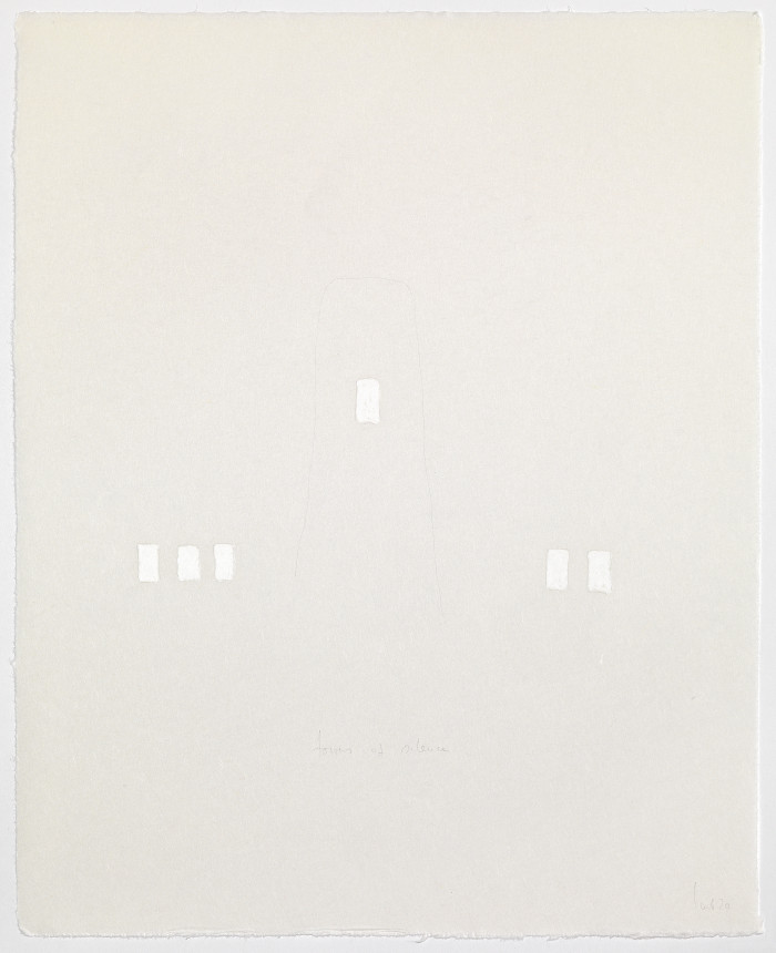 Wolfgang Laib, ‘Towers of silence (nr. 4)’, 2020, White oil pastel and pencil on japanese paper 