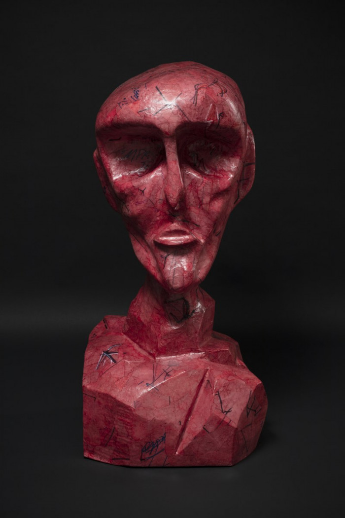 Alex Dorici, ‘Mezzobusto’, 2021, polystyrene, wrapping paper, old sketches resin coated