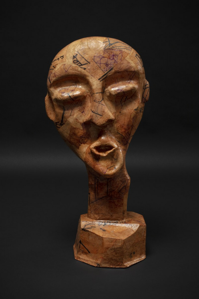 Alex Dorici, ‘Mezzobusto’, 2021, polystyrene,wrapping paper, old sketches resin coated