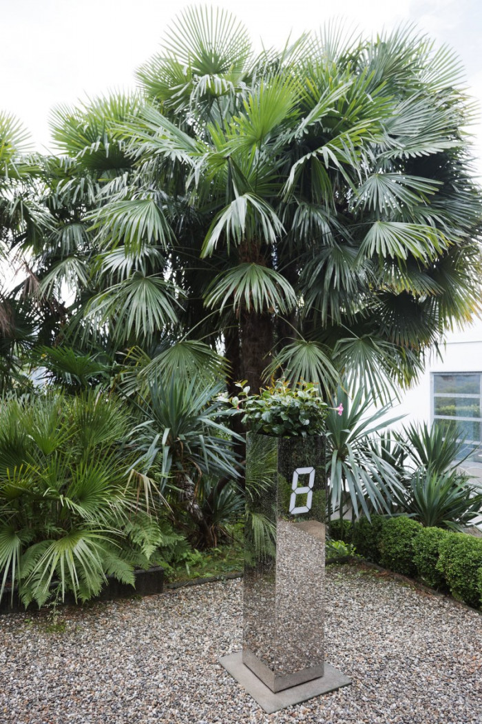 Tatsuo Miyajima, ‘Counter Flowerpot no. 3’, 2015, Light emitting diode, IC, Acrylic plate, electric wire, stainless mirror, one 22 h white color LED