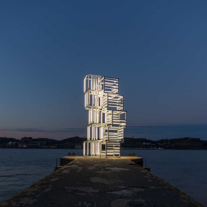 Pedro Cabrita Reis, ‘Central Tejo’, 2018, Aluminium, LED, electric cables