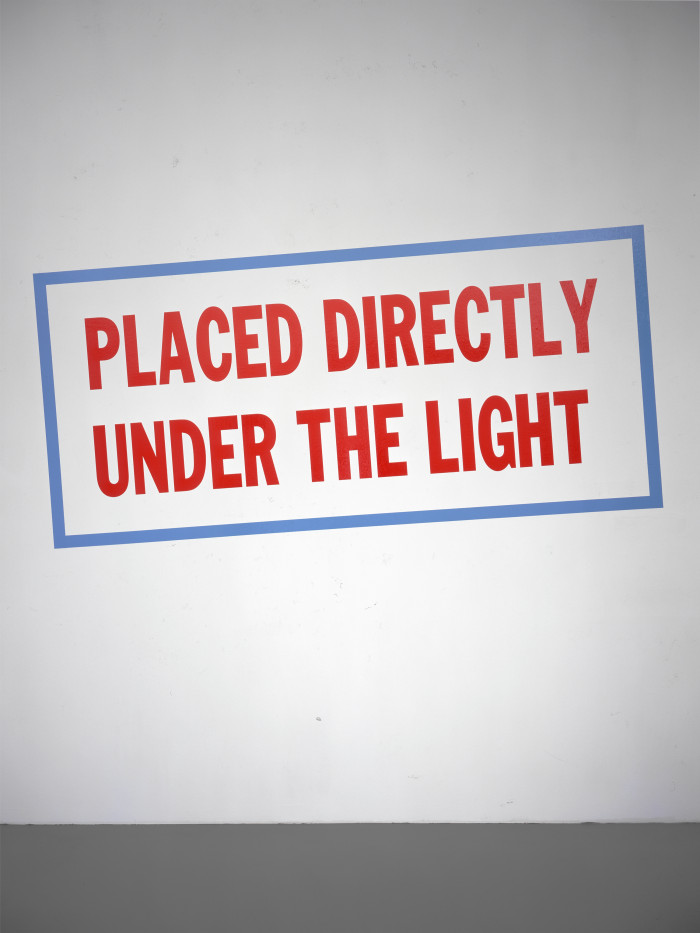 Lawrence Weiner, Installation view, Buchmann Galerie Köln, 1999